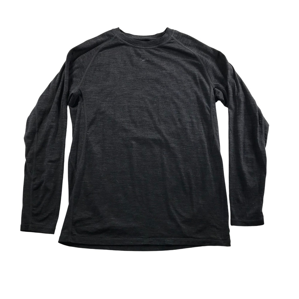 Woolx Essential Mens Medium Merino Wool Blend Long Sleeve Base Layer Gray Top